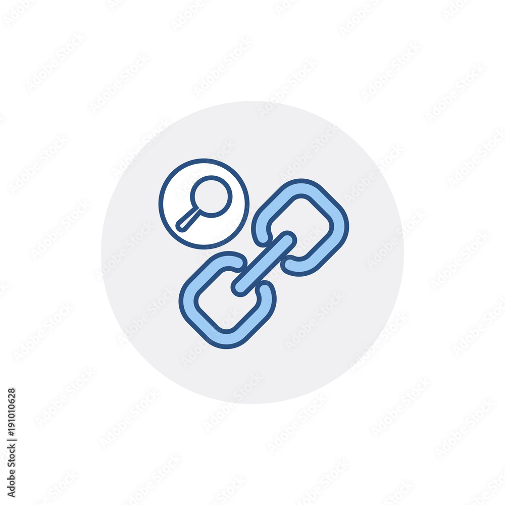 Chain hyperlink internet link magnifying glass web web link icon Chain hyperlink internet link magnifying glass web web link icon