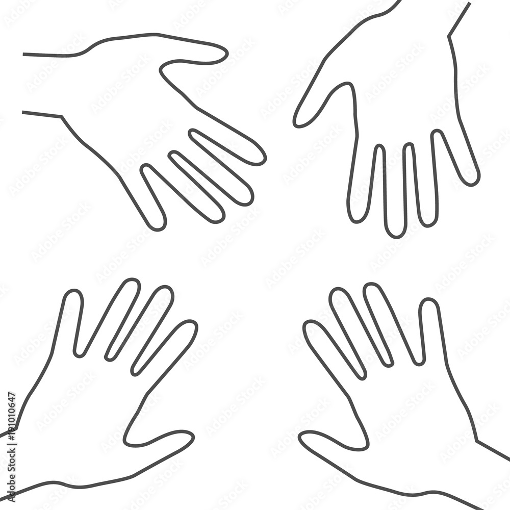 Human Hands. Vector Outline Palm Hand Symbols. Human Hands. Vector Outline Palm Hand Symbols.