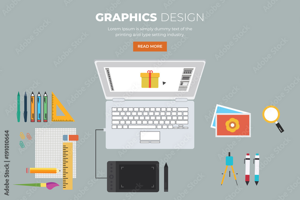 modern graphics design desk top view vector modern graphics design desk top view vector