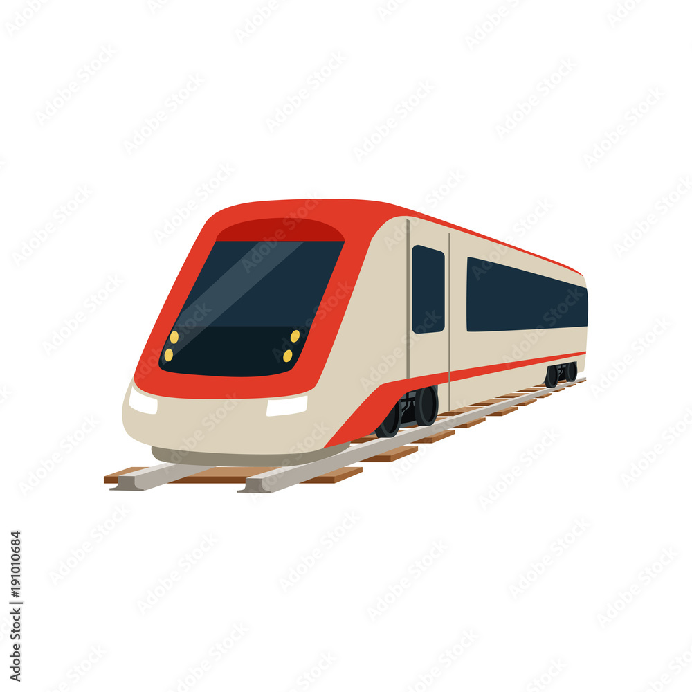 Speed modern high speed railway train locomotive vector Illustration