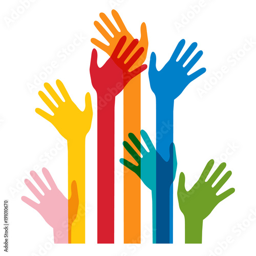 Colorful Human Hands Isolated on White Bckground