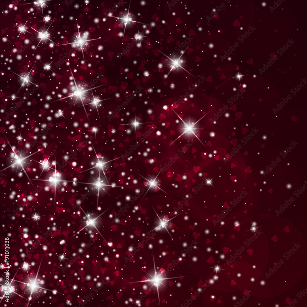 Falling hearts valentine background. Left gradient on wine red background. Falling hearts valentines day superb design. Vector illustration. Falling hearts valentine background. Left gradient on wine red background. Falling hearts valentines day superb design. Vector illustration.