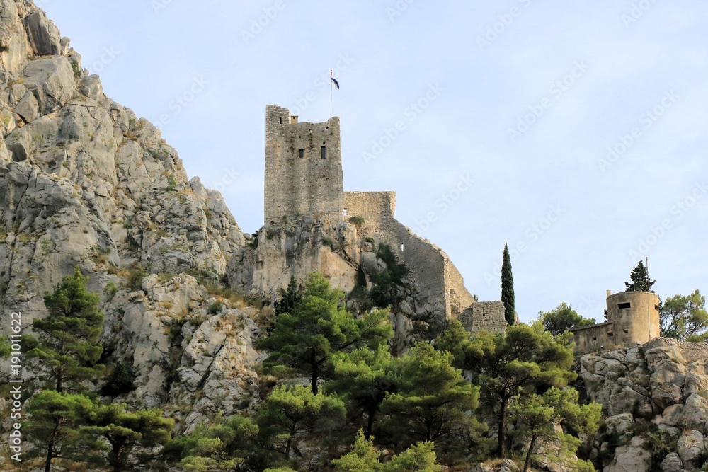 tower of an ancient fortress in Omis, Croatia