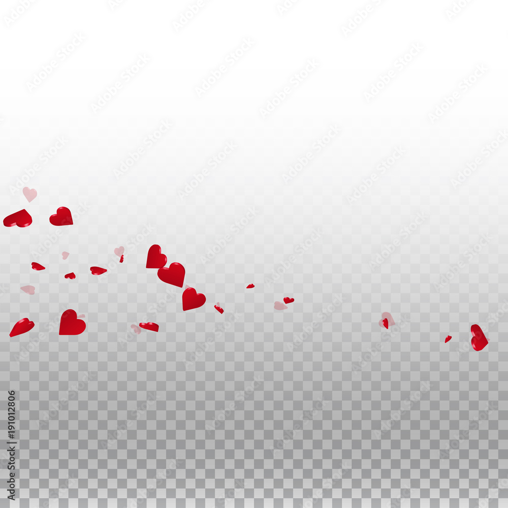 3d hearts valentine background. Square shape on transparent grid light background. 3d hearts valentines day amazing design. Vector illustration.