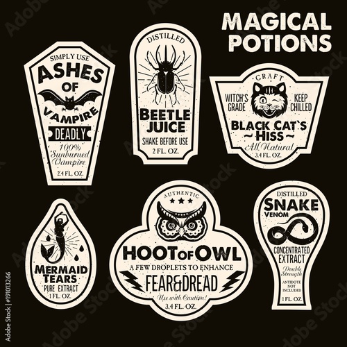 Halloween Bottle Labels Potion Labels.