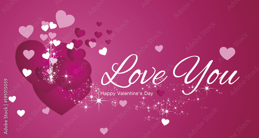 Love You white pink red vector