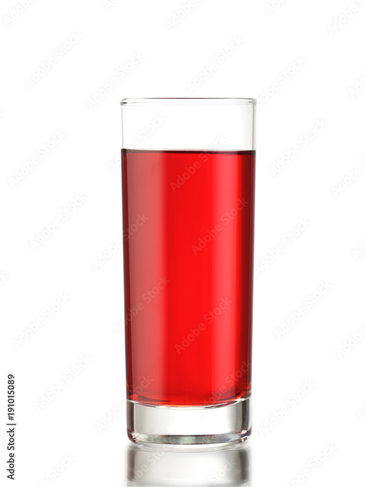 Red juice in the glass isolated on white Red juice in the glass isolated on white
