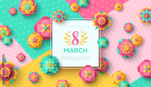 Women's Day square frame and flowers