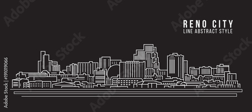Cityscape Building Line art Vector Illustration design - Reno city photo
