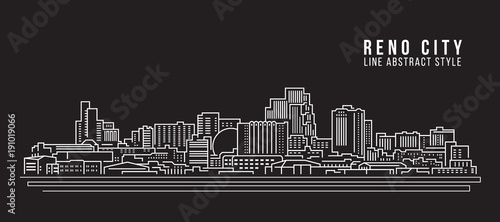 Cityscape Building Line art Vector Illustration design - Reno city