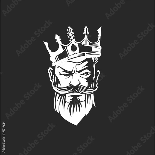 Face of a bearded man in the crown and mustache vector illustration. photo