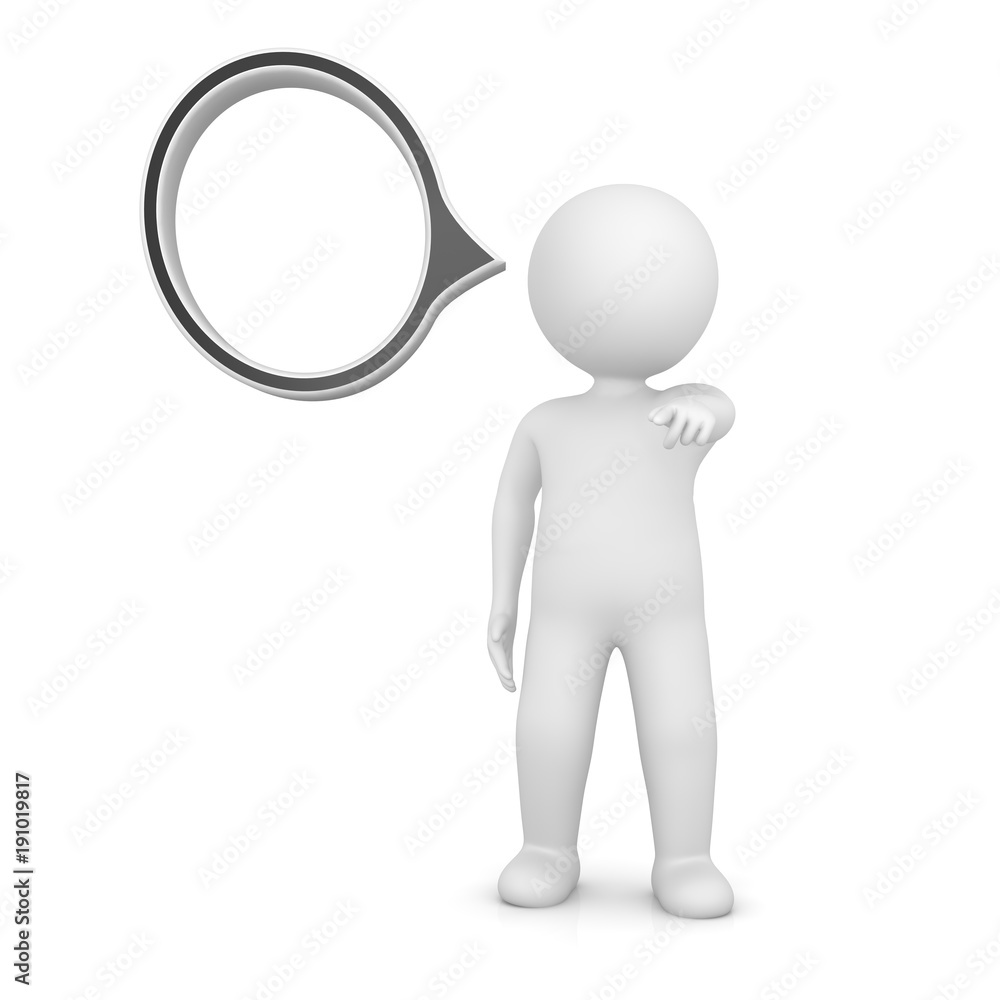 speech bubble thought bubble word text think talk balloon pointing man idea 3d isolated on white background speech bubble thought bubble word text think talk balloon pointing man idea 3d isolated on white background
