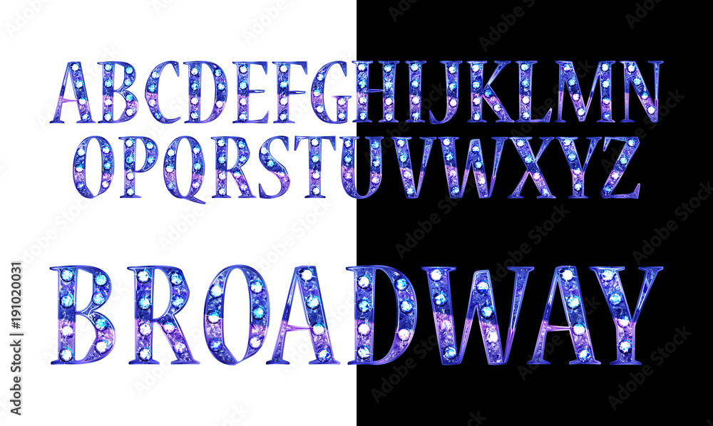 Obraz premium Gold 3D Broadway Alphabet.