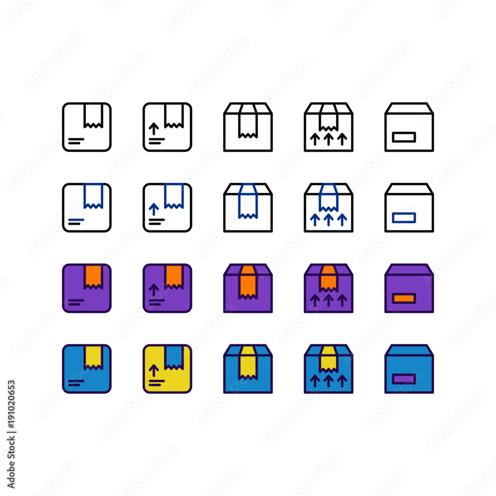 E-commerce Box Icon Set Collection E-commerce Box Icon Set Collection