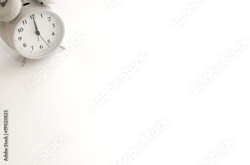 White Alarm Clock isolated Placed on a white background.