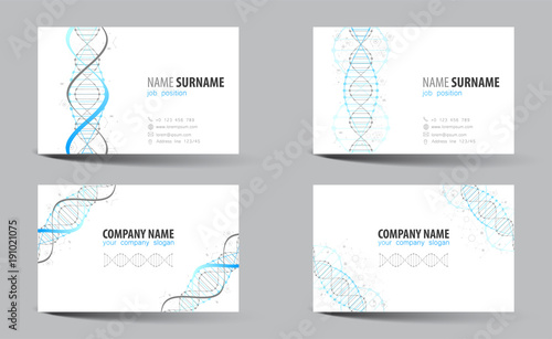 Creative double-sided business card  template. DNA theme.