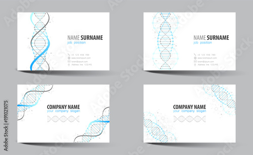 Creative double-sided business card template. DNA theme.