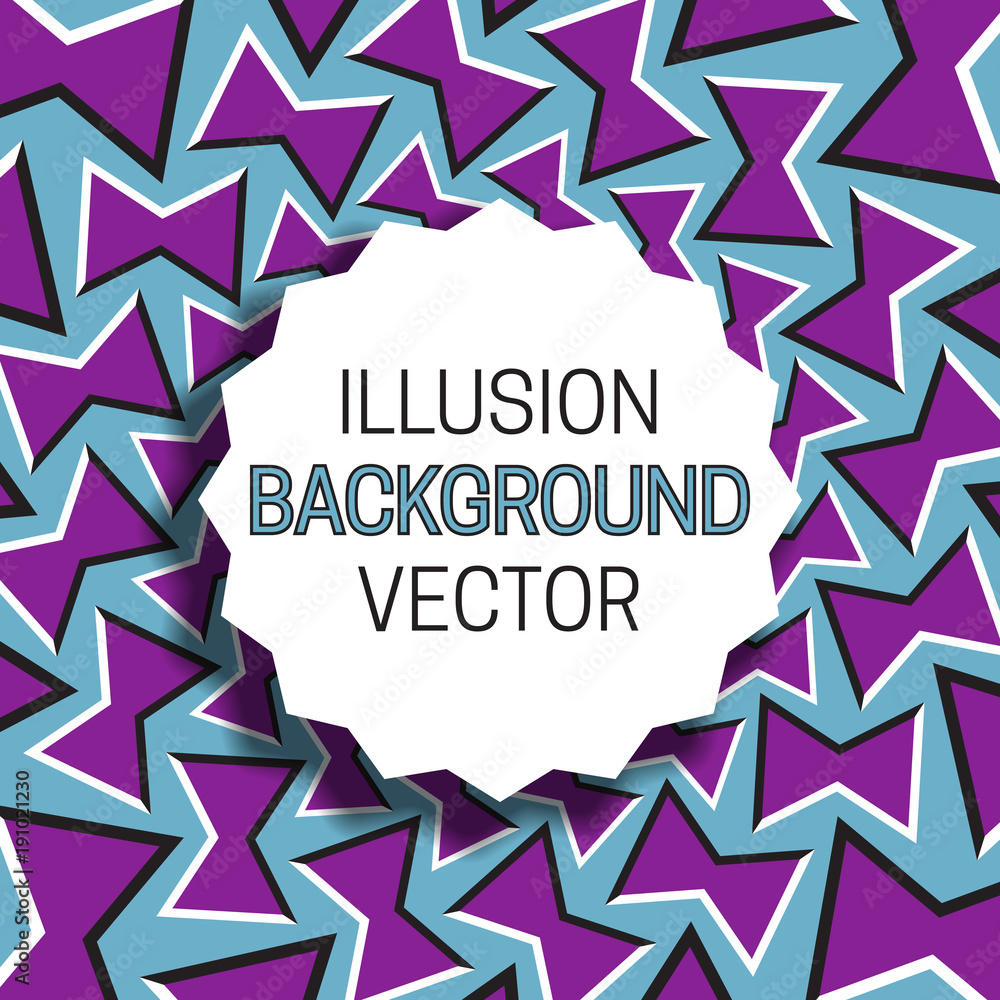 Jagged round frame with shadow on illusion background of moving bows pattern. Jagged round frame with shadow on illusion background of moving bows pattern.