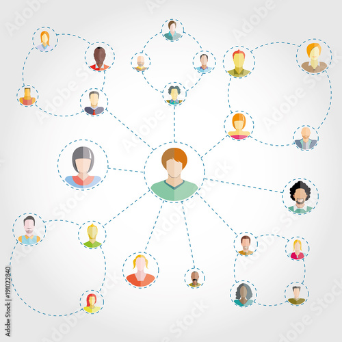 people network and connection for social network and media concept