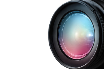 Camera lens isolated on white background