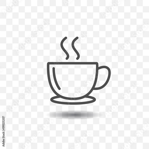 Outlined coffee cup icon simple vector on transparent background.