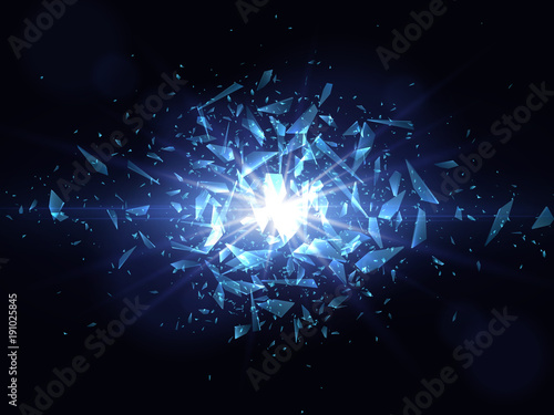 Shards of broken glass. Abstract explosion. Vector illustration