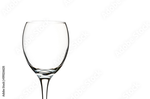 empty glass of wine close-up on a white background (isolate).