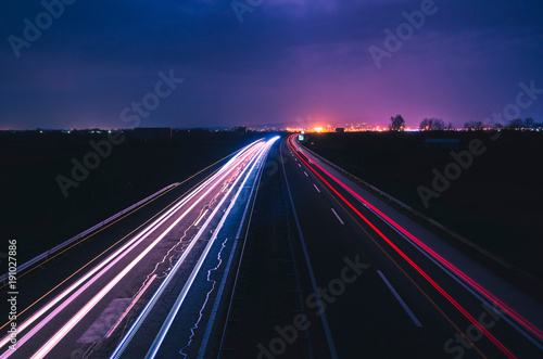 Colorful high light trails at night