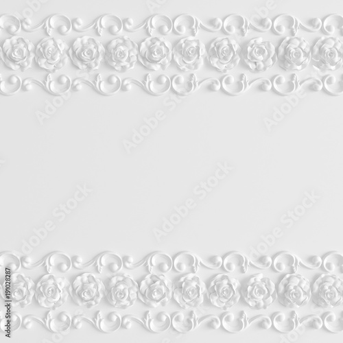Decoration element, wall concept stucco, interior architecture pattern. 3d illustration, 3d rendering.