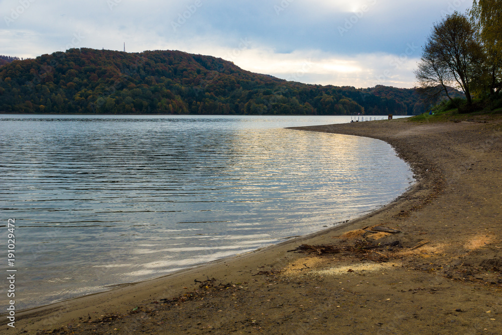 Beach by the Solina lake in Polanczyk, Bieszczady, Poland Beach by the Solina lake in Polanczyk, Bieszczady, Poland