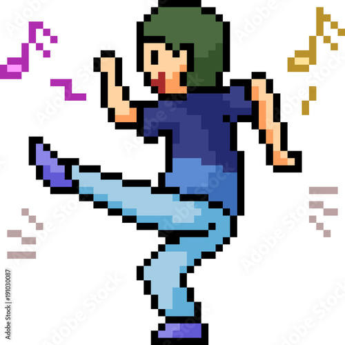 vector pixel art man dance