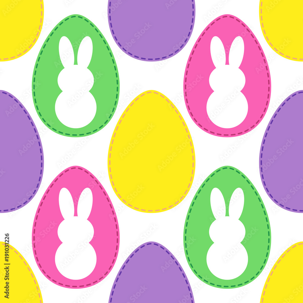 Obraz premium Cute Easter seamless pattern design with bright egg patchwork