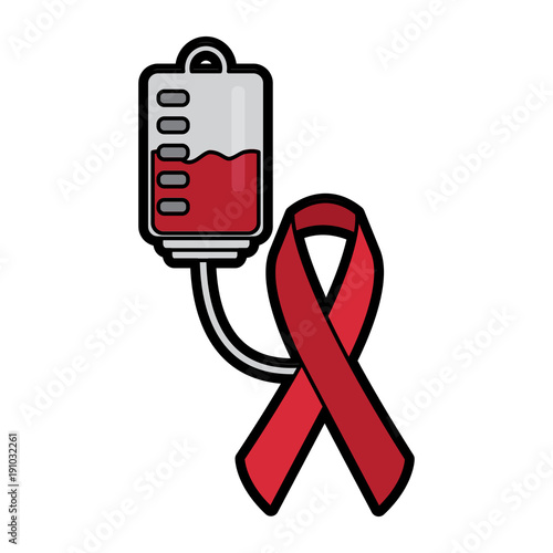 hemophilia plastic blood bag ribbon care vector illustration