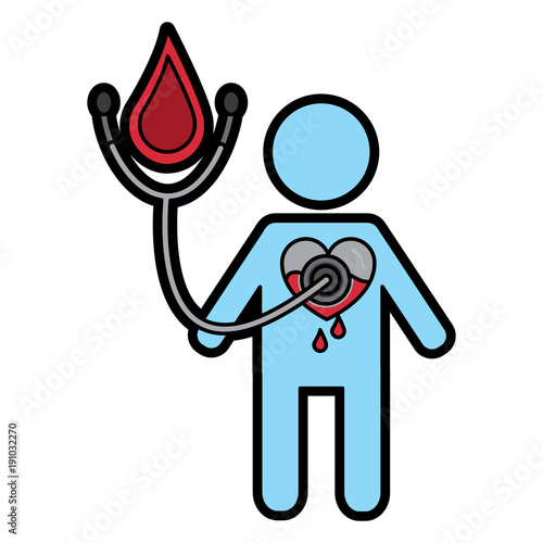 man stethoscope heart blood medical hemophilia vector illustration