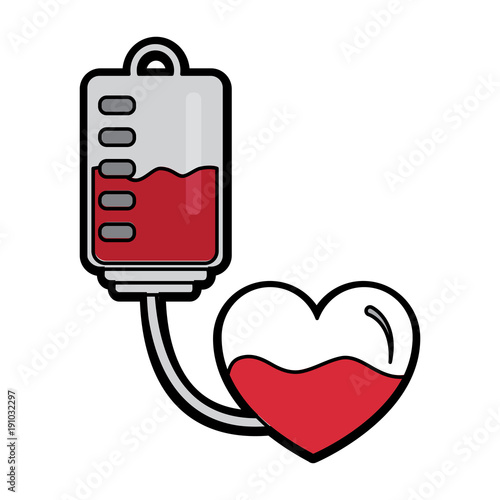 blood bag heart medicine hemophilia treatment vector illustration