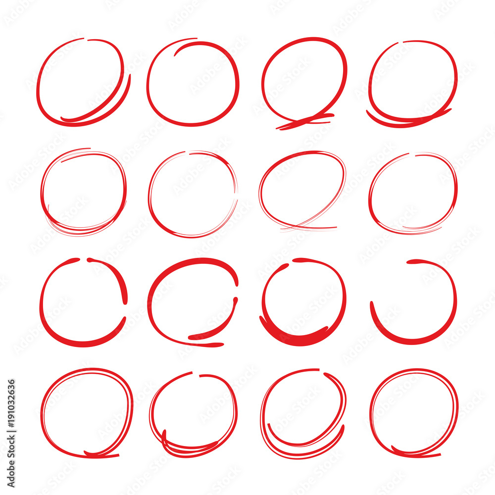 red hand drawn circle markers