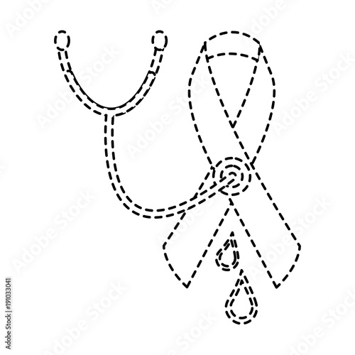 medical stethoscope ribbon blood hemophilia campaign vector illustration sticker style image