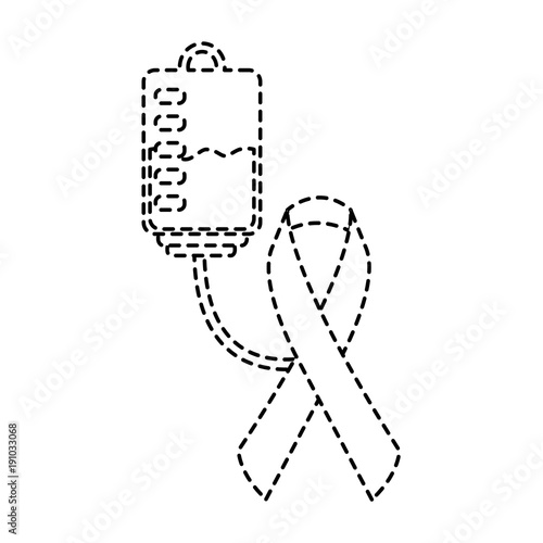 hemophilia plastic blood bag ribbon care vector illustration sticker style image