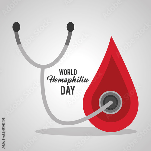 world hemophilia day blood drop stethoscope vector illustration