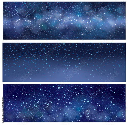 Vector starry sky   banners.  Milky way galaxy.