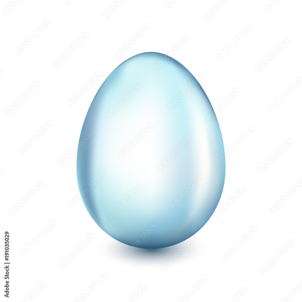 Glass Easter egg on a white background with a light shadow Glass Easter egg on a white background with a light shadow