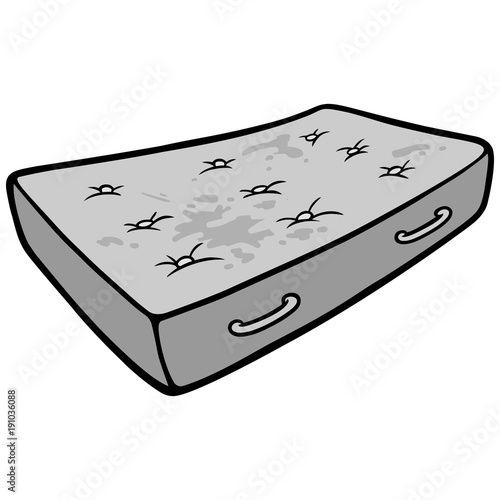 Dirty Mattress Illustration - A vector cartoon illustration of a Dirty Hotel Mattress.
