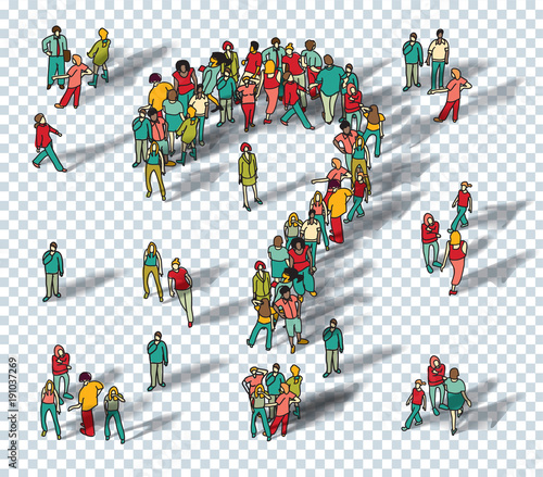People big group question symbol isolate.
