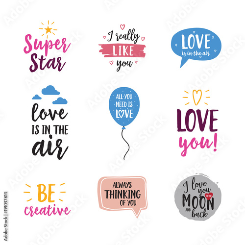 Love confession lettering set
