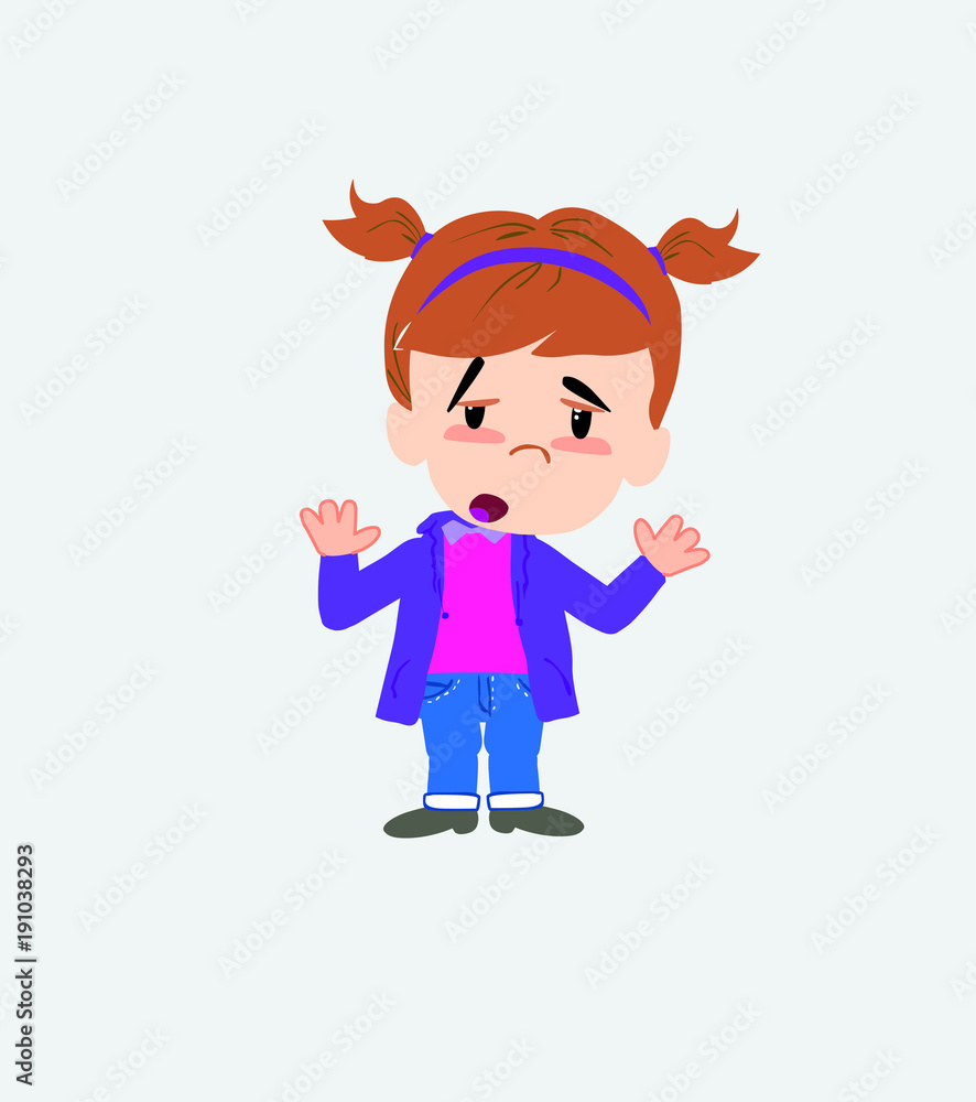 White girl makes a gesture of tired resignation. White girl makes a gesture of tired resignation.