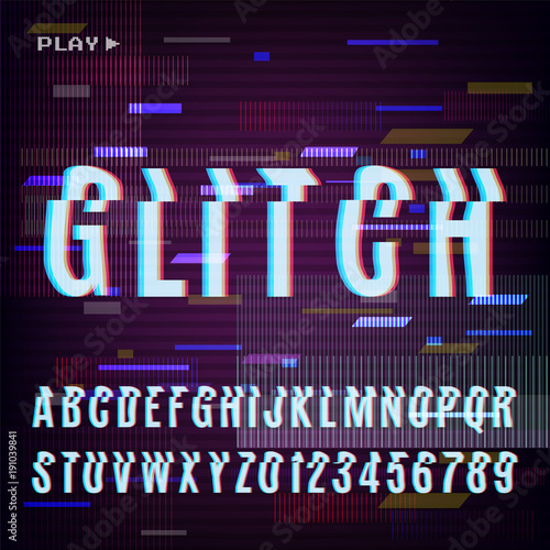 Glitched Abstract Design.  Distorted Glitch Style Retro Background And Font. VHS  - Banner, Poster, Flyer, Brochure. Vector Illustration.