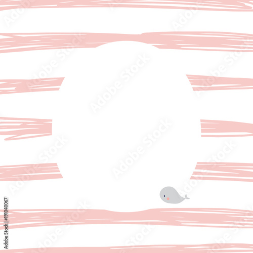 Minimalistic vector baby shower invitation in marine style.