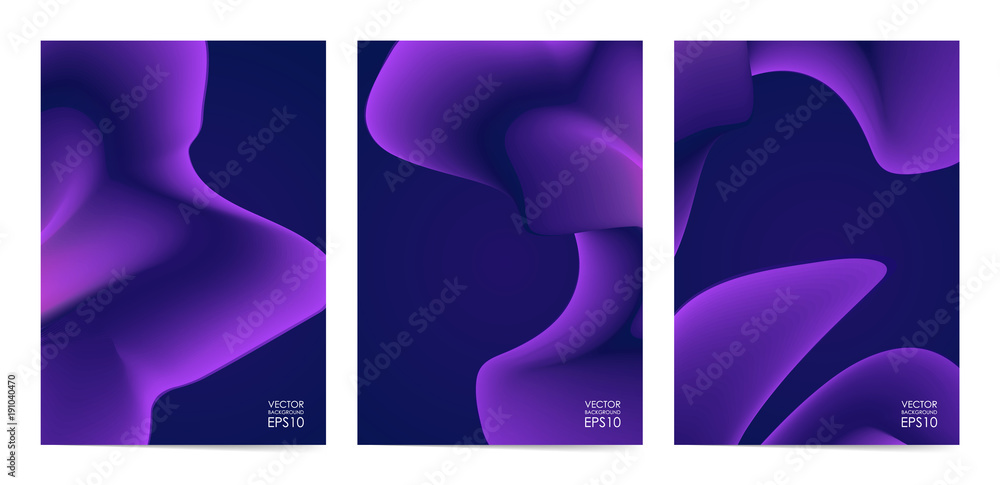 Vector illustration: Set of modern abstract violet covers