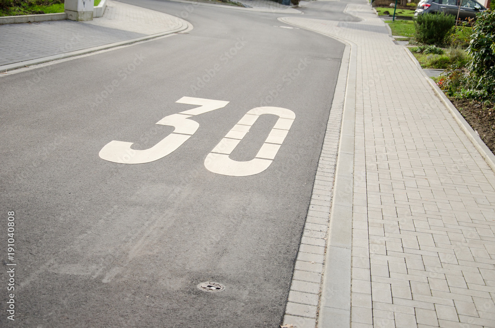 Fototapeta premium Road surface marking 30 km/h zone