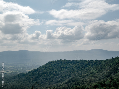 LandScape, Green Fresh Nature Background of Forest Mountains and Sky, Countryside of Thailand.